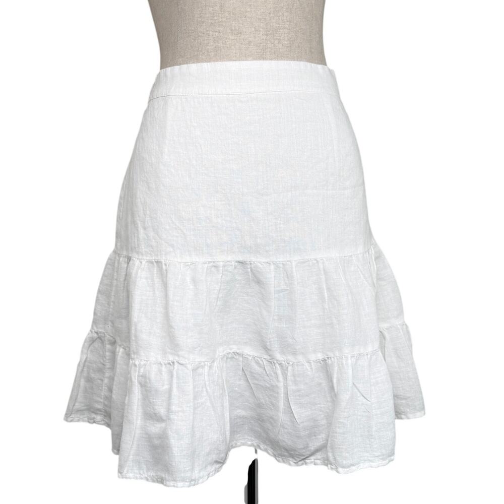 Vintage GAP Linen Tiered Short Skirt White Size 8 Boho Y2K Summer Vacation